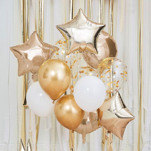 Ballong Mix Gull og Hvit