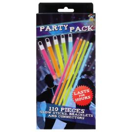 Glowsticks Partypack Armbånd og Halskjeder 110-pakning