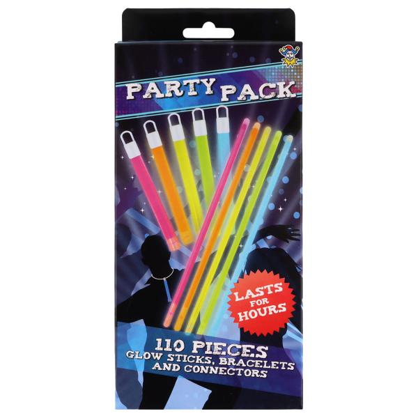Glowsticks Partypack Armbånd og Halskjeder 110-pakning
