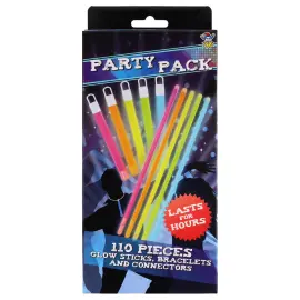 Glowsticks Partypack Armb&aring;nd og Halskjeder 110-pakning