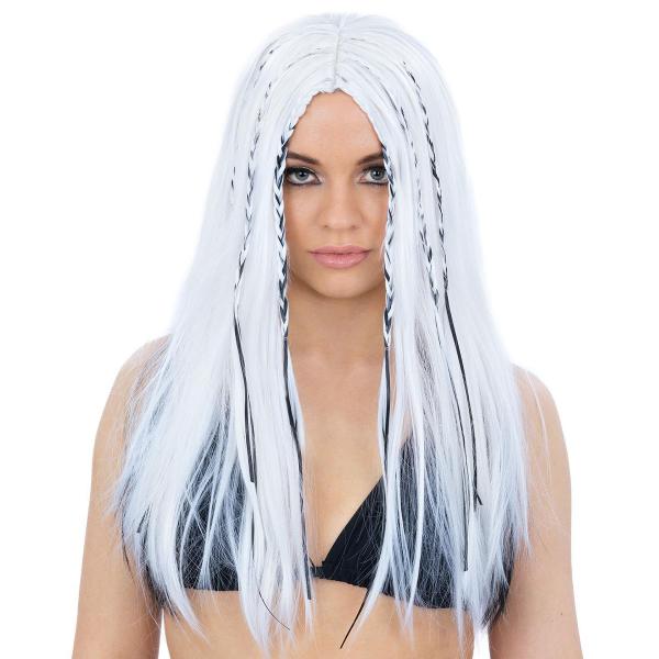 90-talls Popikon Hvit Parykk med Fletter