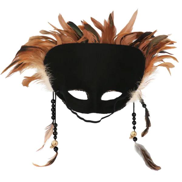 Voodoo Halvmaske med Fjær
