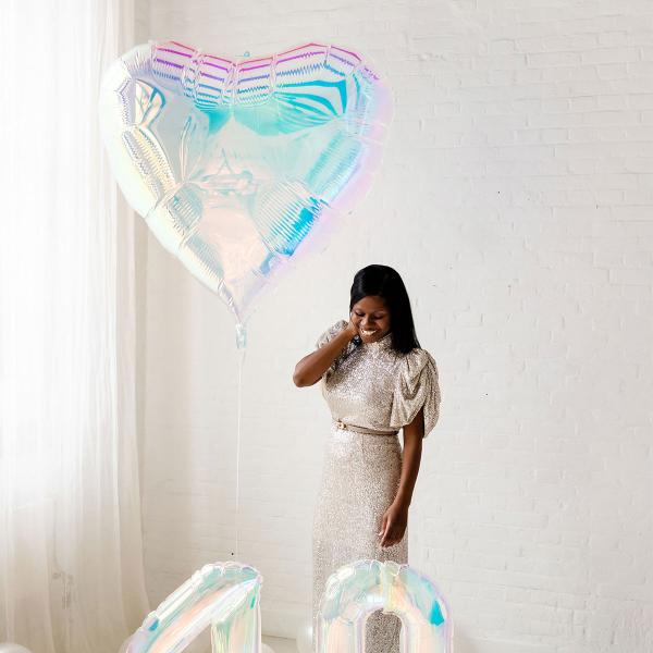 Folieballong Hjerte XXL Iriserende 103 x 107 cm