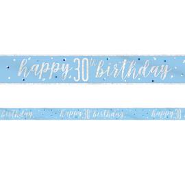 Happy 30th Birthday Banner Blå & Sølv
