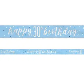 Happy 30th Birthday Banner Blå & Sølv