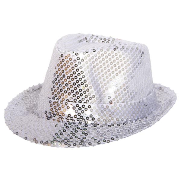 Trilby Hatt Sølv Paljetter