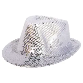 Trilby Hatt Sølv Paljetter