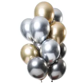 Chrome Mirror Ballonger Sølv & Gull Mix