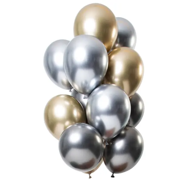 Chrome Mirror Ballonger Sølv & Gull Mix