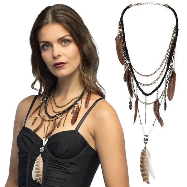 Voodoo Halskjede med Fjær