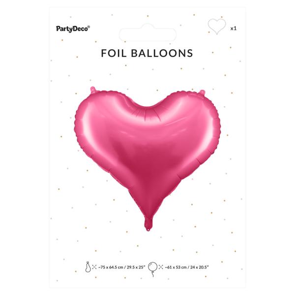 Stor Hjerteformet Ballong Satin Rosa