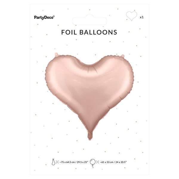 Stor Hjerteformet Ballong Satin Rosegull
