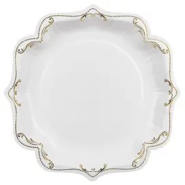 Papptallerkener Ornament Gull/Hvit 26 cm 6-pakning