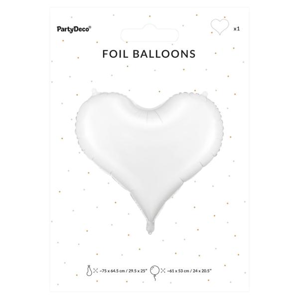Stor Hjerteformet Ballong Hvit