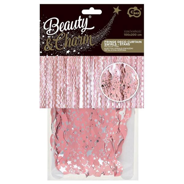 Rosa Dørforheng Swirls med Stjerner