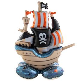 Folieballong Piratskip St&aring;ende 70 x 81 cm