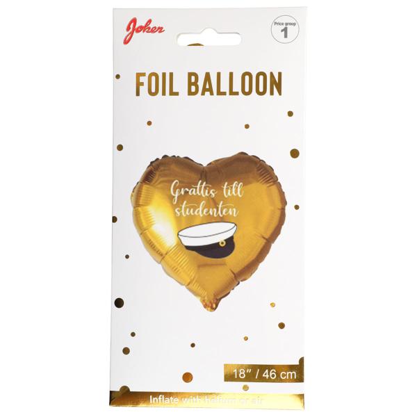 Studentballong Hjerte Gull