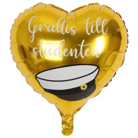 Studentballong Hjerte Gull