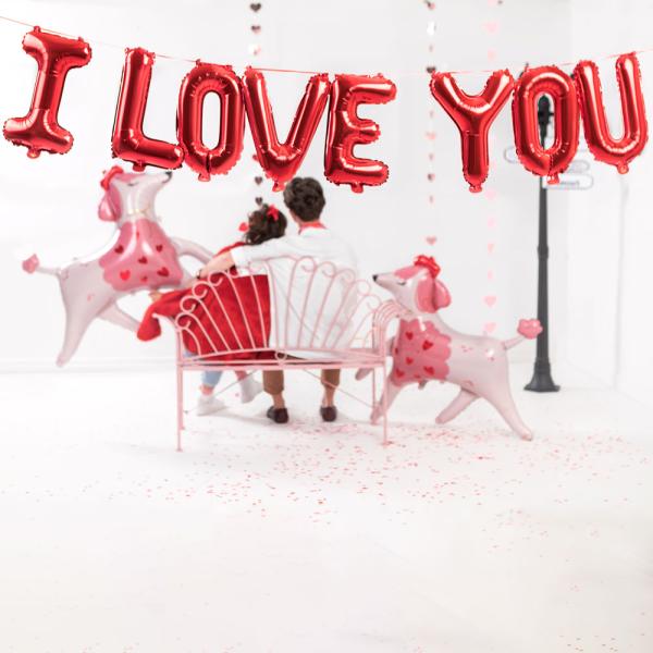 I Love You Bokstavballonger Rød