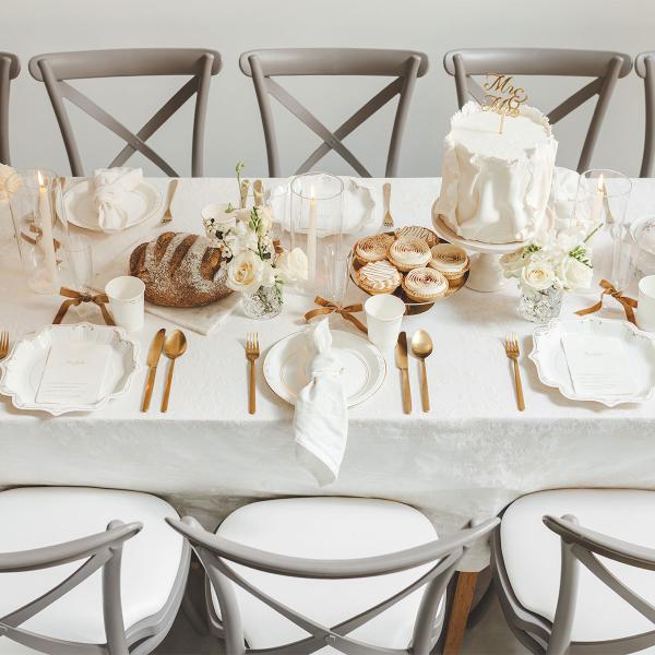 Papptallerkener Ornament Gull/Hvit 26 cm 6-pakning