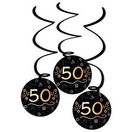 Hengende Dekorasjoner Svart 50 år 3-pakning