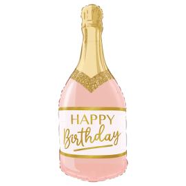 Folieballong Champagneflaske Happy Birthday