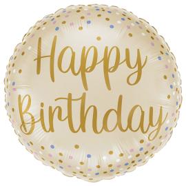 Folieballong Happy Birthday Kremfarget 35 cm