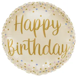Folieballong Happy Birthday Kremfarget 35 cm