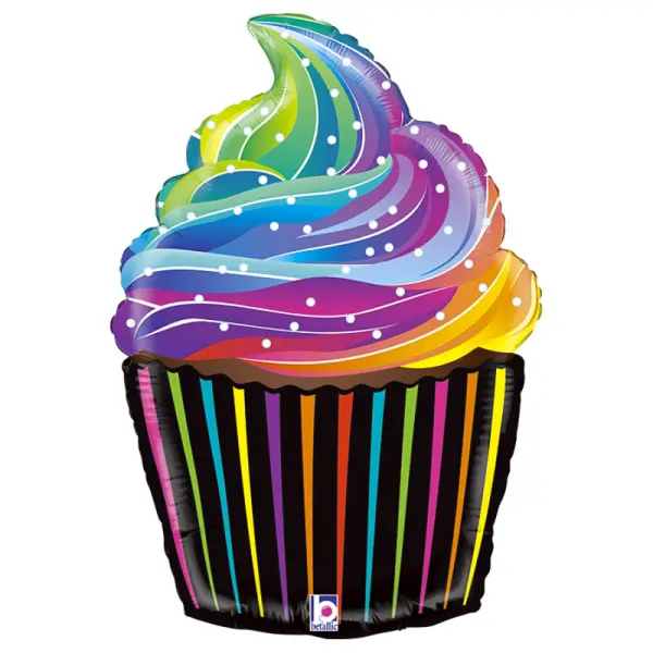 Cupcake Folieballong Flerfarget