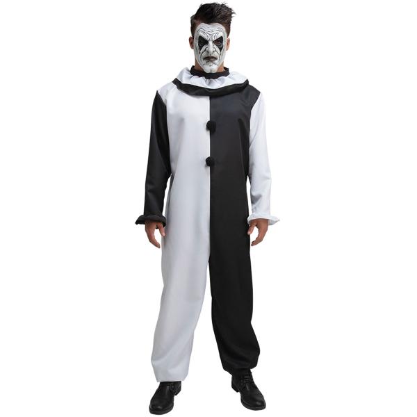 Svart og Hvit Klovnekostyme med Maske