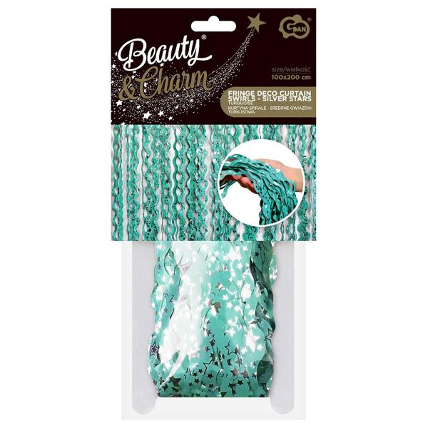 Turkis Dørforheng Swirls med Stjerner