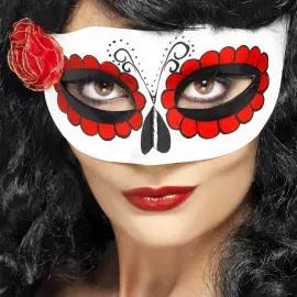 Day of the Dead Øyemaske med Rose