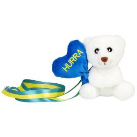 Studentbamse Bj&oslash;rn med Hjerte Hurra 11 cm