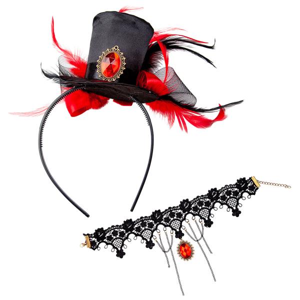 Vampyr Mini Høy Hatt & Halskjede