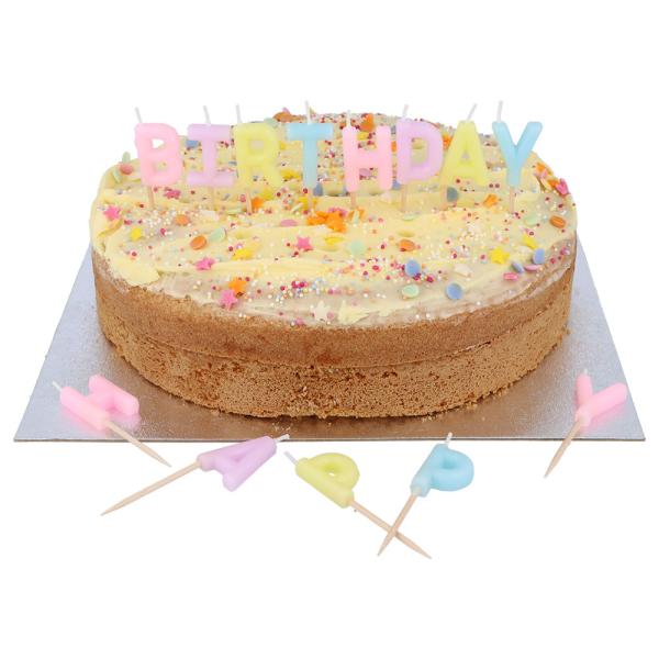 Bokstavlys Happy Birthday Pastell