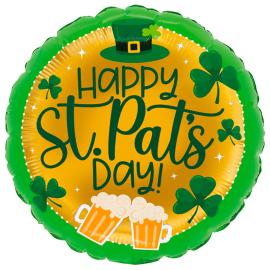 Rund Folieballong Happy St. Pat's Day!