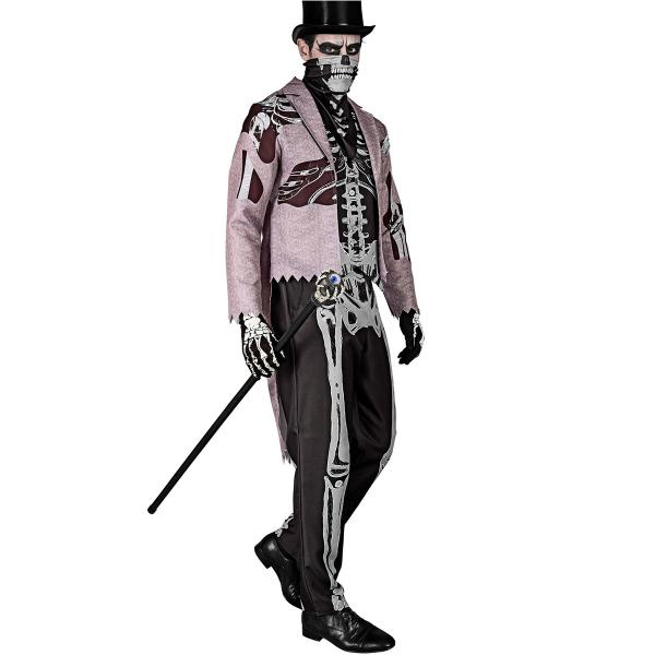 Skjelettdrakt med Frakk & Maske