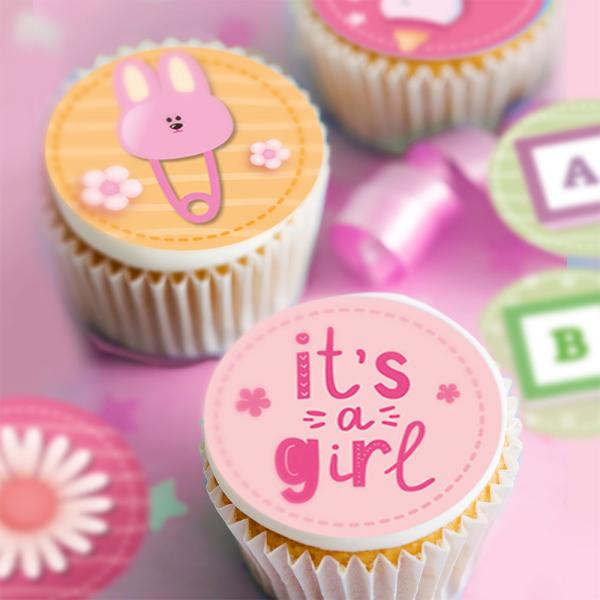 Kakebilder Babyshower Rosa