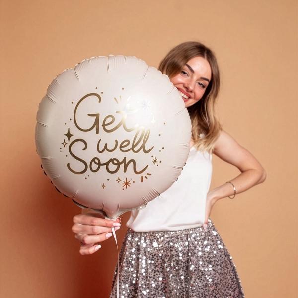 Rund Folieballong Get Well Soon 35 cm