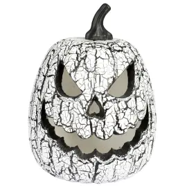 Hvitt Halloweengresskar med LED-lys