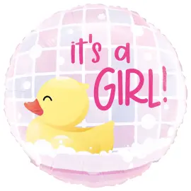 It's a Girl med Badeand Rund Folieballong
