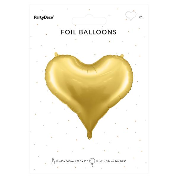 Stor Hjerteformet Ballong Satin Gull