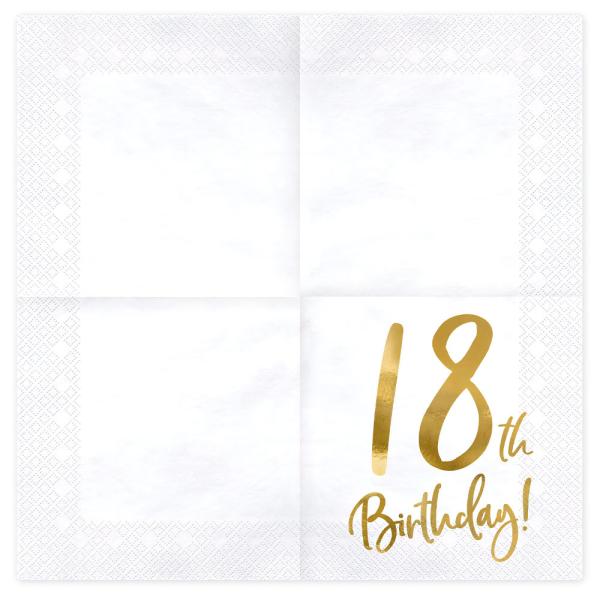 18th Birthday Servietter Gull