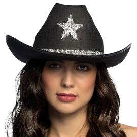 Cowboyhatt med Stjerne Svart