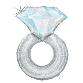 Diamantring Holografisk Folieballong