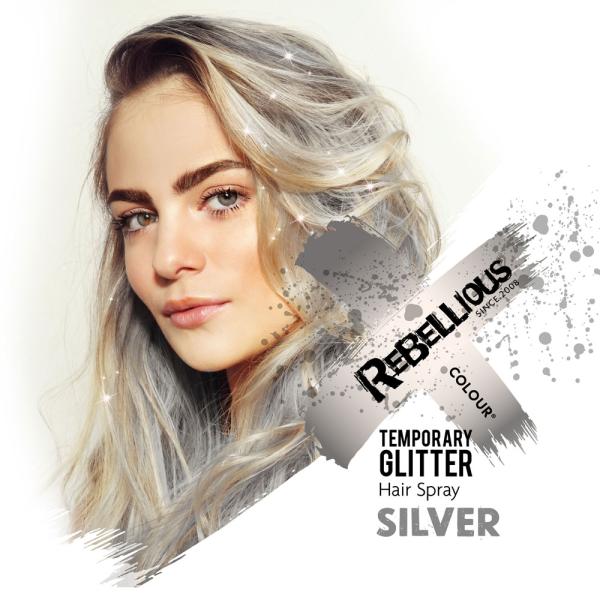 Glitter Hårspray Rebellious Sølv