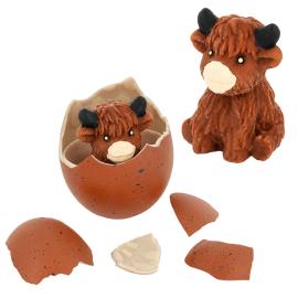 Egg med Voksende Highland Ku Brun 6,5 cm