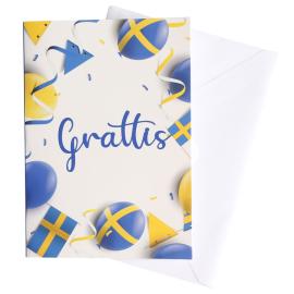 Sveriges Kort med Konvolutt Grattis 17 x 12 cm