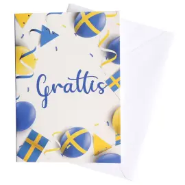 Sveriges Kort med Konvolutt Grattis 17 x 12 cm