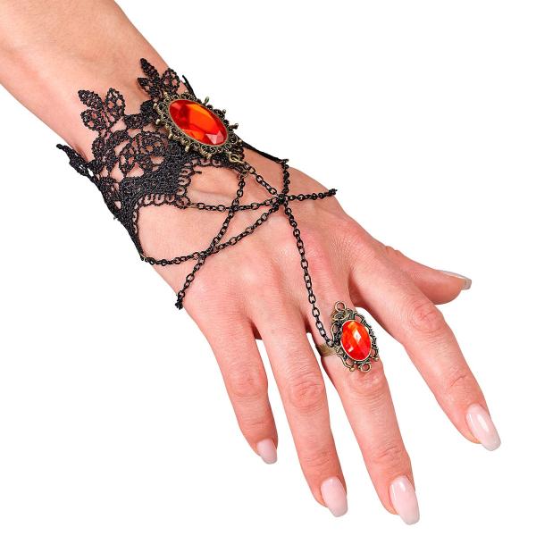 Blondearmbånd med Ring Svart/Rød